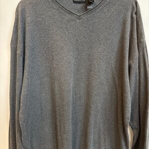 Claiborne Men's Vneck Gray Lightweight Sweater Shirt, XL